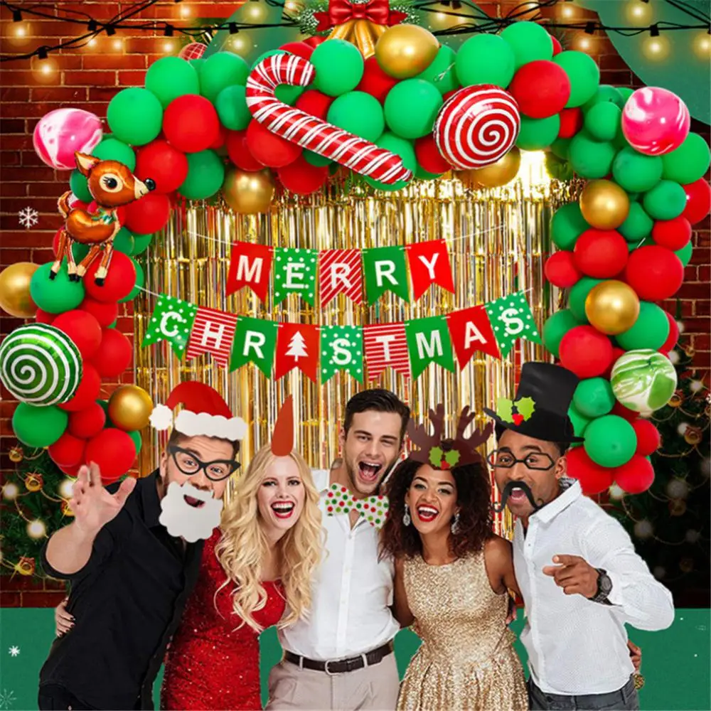 

181 Pcs Green Gold Red Christmas Decor Latex Christmas Balloon Garland Arch Kit For Christmas Party Balloons Arch Household