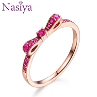 genuine rings for women exquisite spinel stackable bow lovers ring wedding birthday gift fashion jewelry
