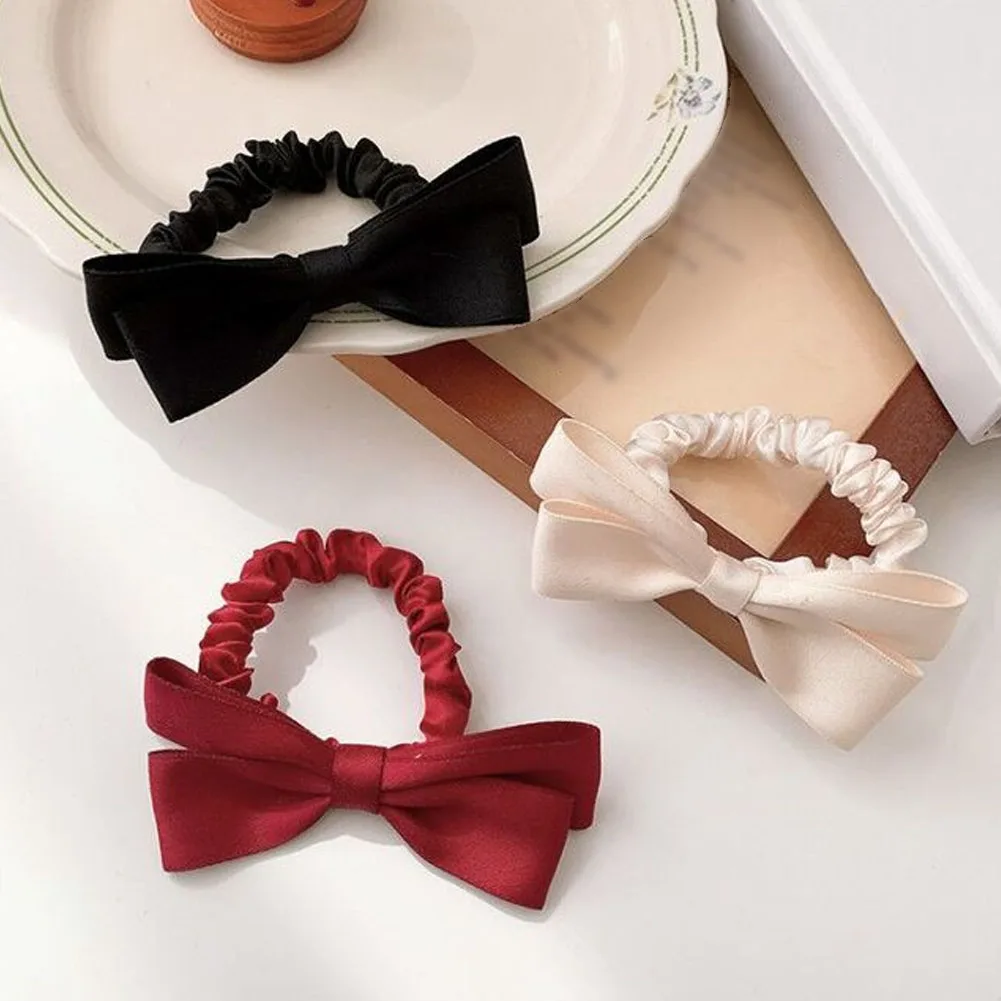 

2022 New Korea Hair Accessories French Small Incense Bow Black And White Lace Large Intestine Hair Tie Hair Rope Headdress
