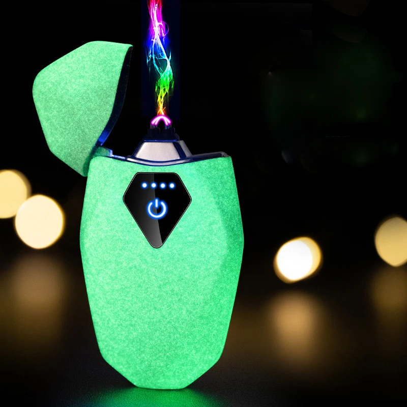 Exibição de Energia Usb à Prova de Vento Diamante Luminoso Mais Leve Arco Pulso Llichter Inteligente Fumar Acessórios Ferramenta Ignição