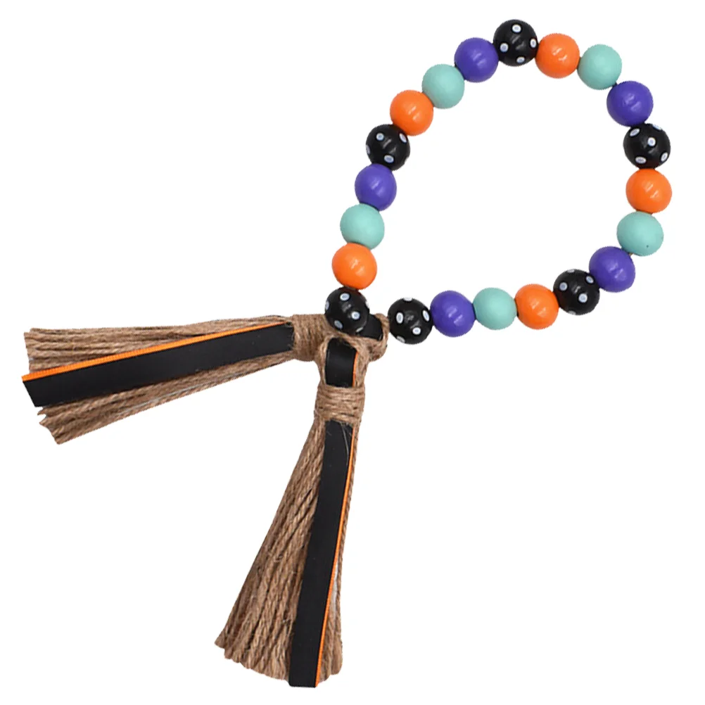 

Wooden Hanging Beaded Decor Beaded Garland with Tassel Rustic Wall Hanging Bead Garland