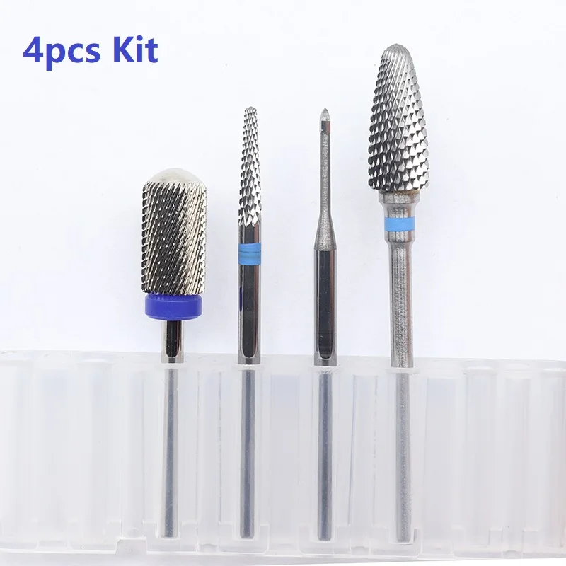 4pcs Kit Hot! Silver Pro Whole Carbide Nail Drill Bits Nail Art Electric Drill Machine Files Nail Art Tools cut and polish
