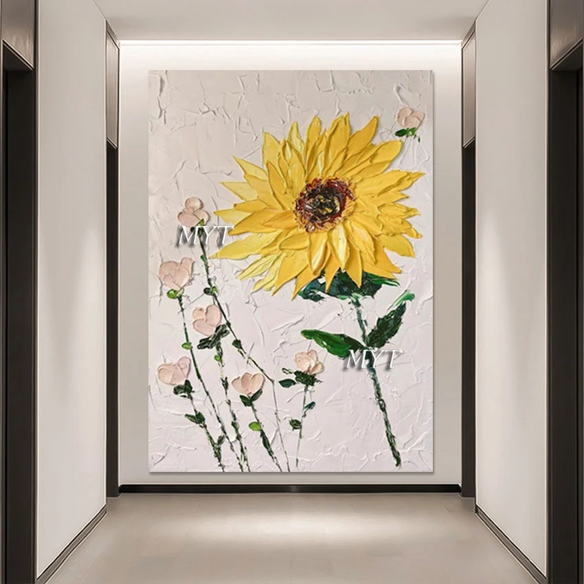 Палитра с ножом подсолнухами холст большая картина ручной работы абстрактная