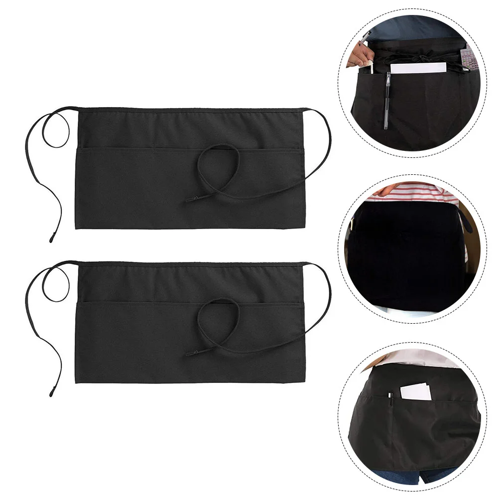 

Apron Aprons Kitchen Home Waiter Cooking Waist Salon Waitress Work Half Adult Pockets Bar Picnic Dining Baking Blackhalter
