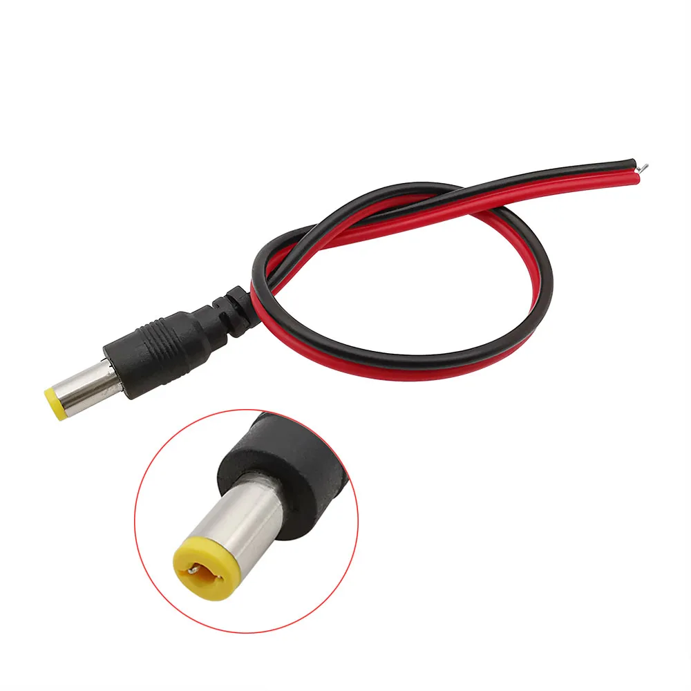Кабель-разветвитель питания с разъемом 2.1 x 5.5 мм, мужским и женским коннекторами, проводом 25 см и бочковыми разъемами 12 В 1 А для видеонаблюдения CCTV.