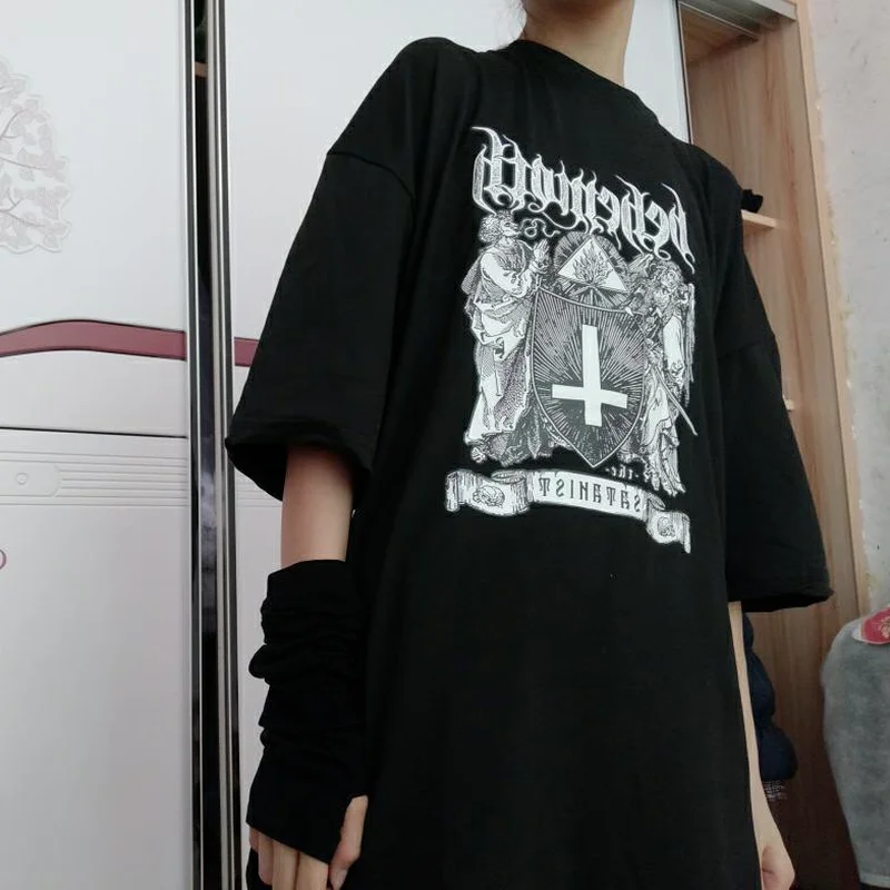 

Summer Gothic Punk Goth Harajuku Tshirt 2022 Style Mall Goth Tops Summer T Shirts Streetwear Black Tops Grunge Clothes Goth