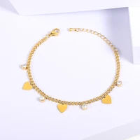 boho love heart bracelets for women stainless steel circle zircon pendant bracelet fashion sweet style girl jewelry gifts