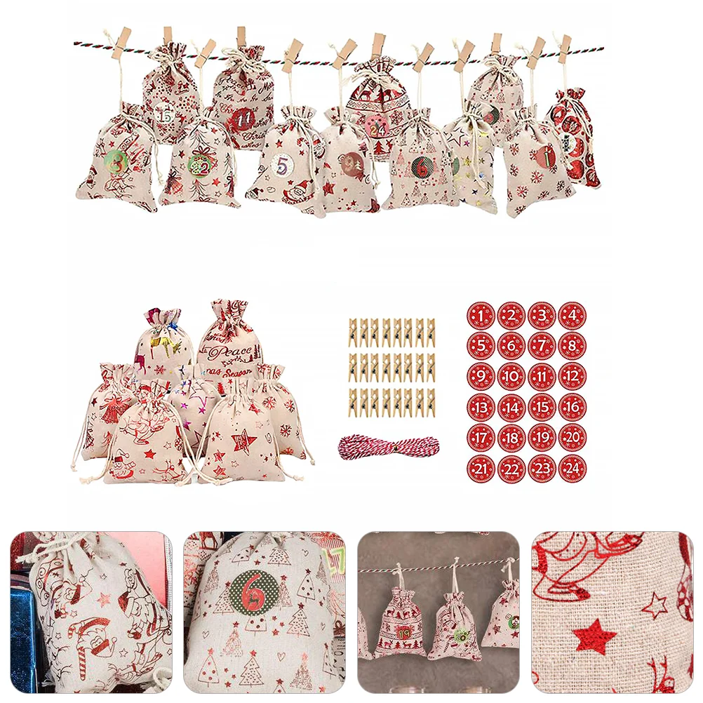 

1 комплект рождественских стандартных сумок, Подарочная сумка, сумки на шнурке