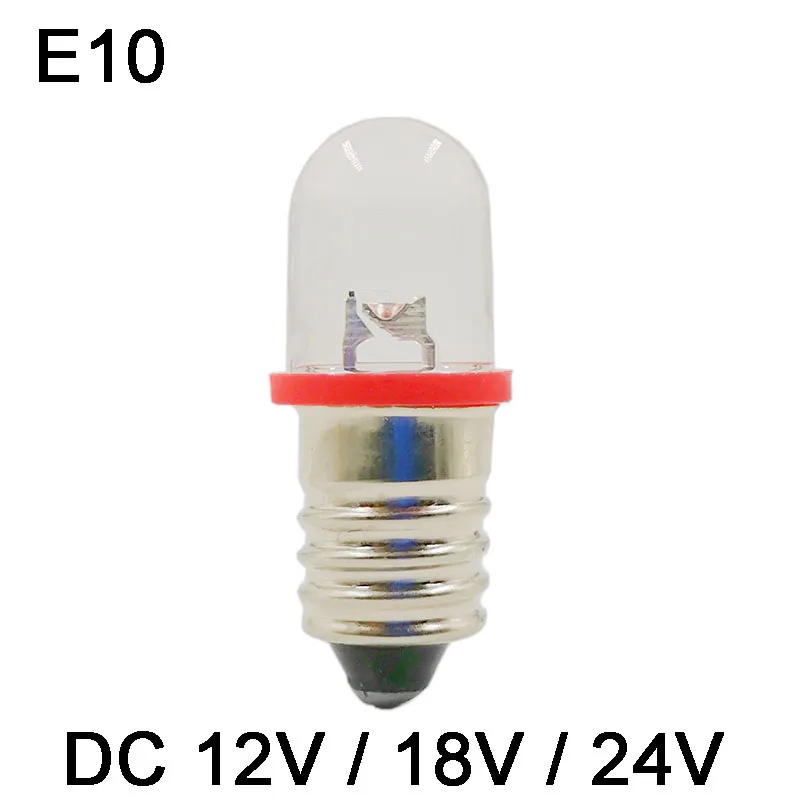 E10 Screw LED Light Beads DC 12V 18V 24V Indicator Lighting Bulb Blue Yellow Red Green White Color Lighting DIY Accessroies