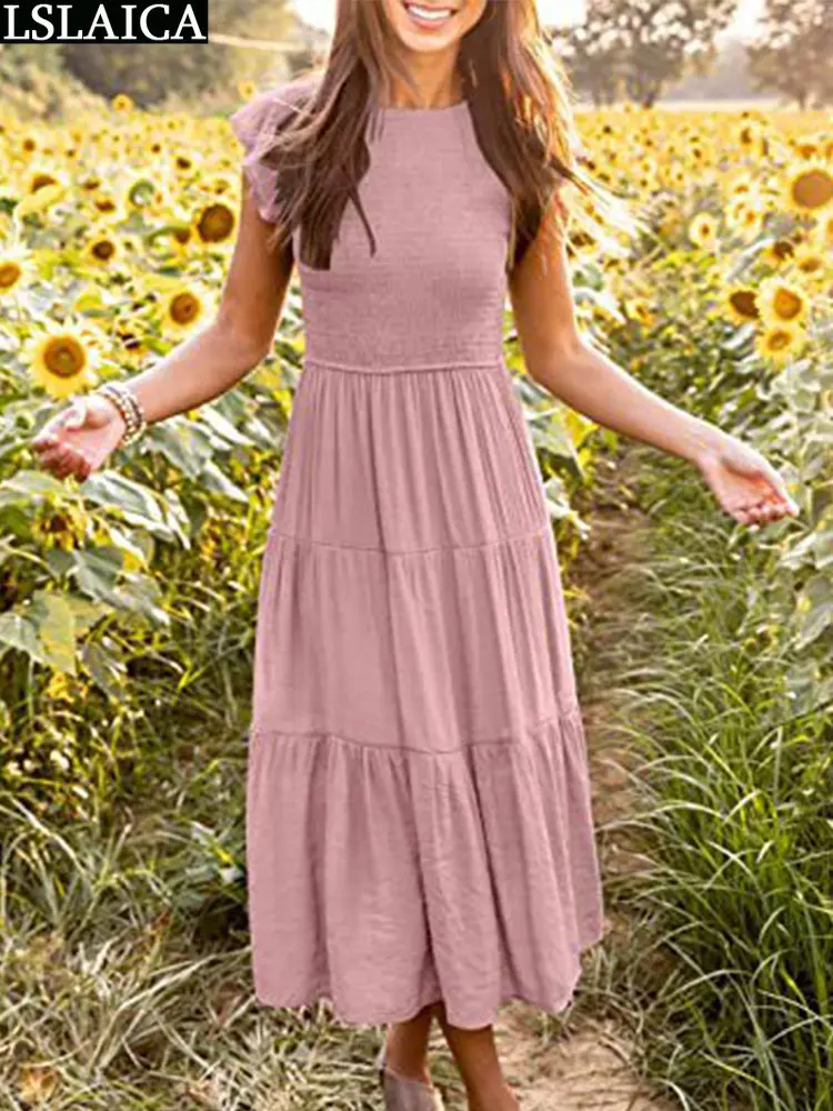

Women Evening Dress 2023 Elegant Short Sleeve Simple Fashion Chic Patchwork Summer Dresses for Womens Free Shipping Midi Length