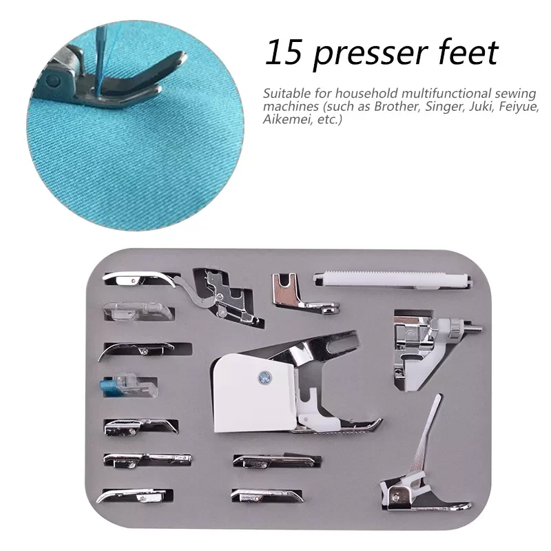 

Set of 15-piece presser foot multifunctional sewing machine accessories sewing machine presser foot set with presser foot box