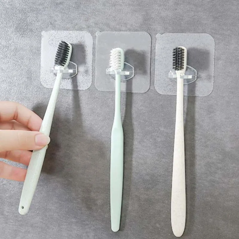 

Clear Toothbrush Hooks Set Electric Toothbrush Rack Universal Kids Toothbrush Shaver Storage Rack For Home Space Save Supplies