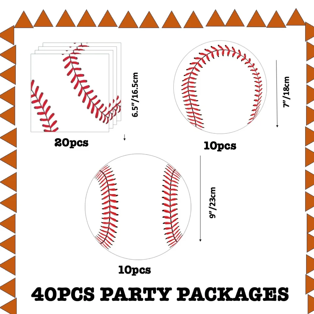 

Baseball 40pcs Plates Napkins For Birthday Baby Shower Wedding Children's Day Dinner Anniversary Inauguration Day Celebrations