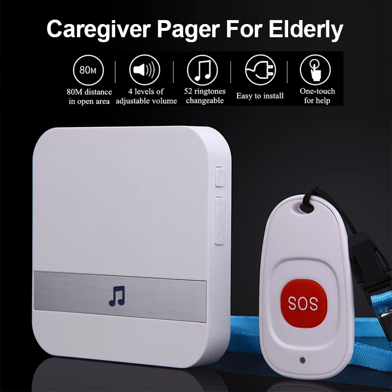 

ONMYST Smart Home Wireless Caregiver Pager For Elderly and Children SOS Emergency Nurse Call Alert Patient Seniors Help System