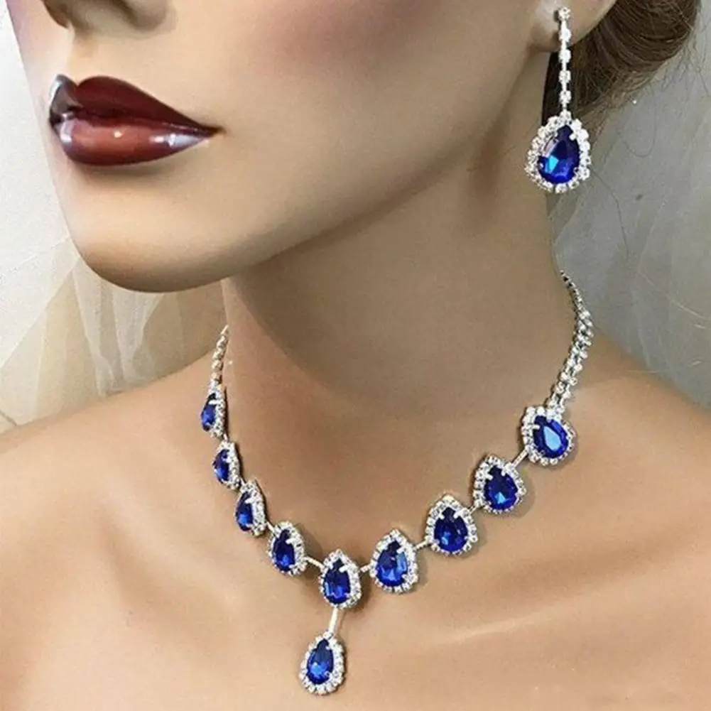 

Choker Necklace Earrings Delicate Comfy Elegant Sparkling Stud Earrings Necklace Female Dangle Earrings Necklace for Prom