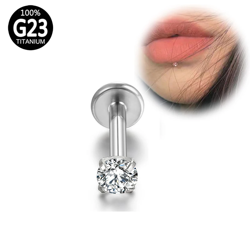 

G23 Titanium piercing Lip studs Tragus clicker septum clicker Body Zircon earrings Ring Bars Body Jewelry Charming Ear Tongue
