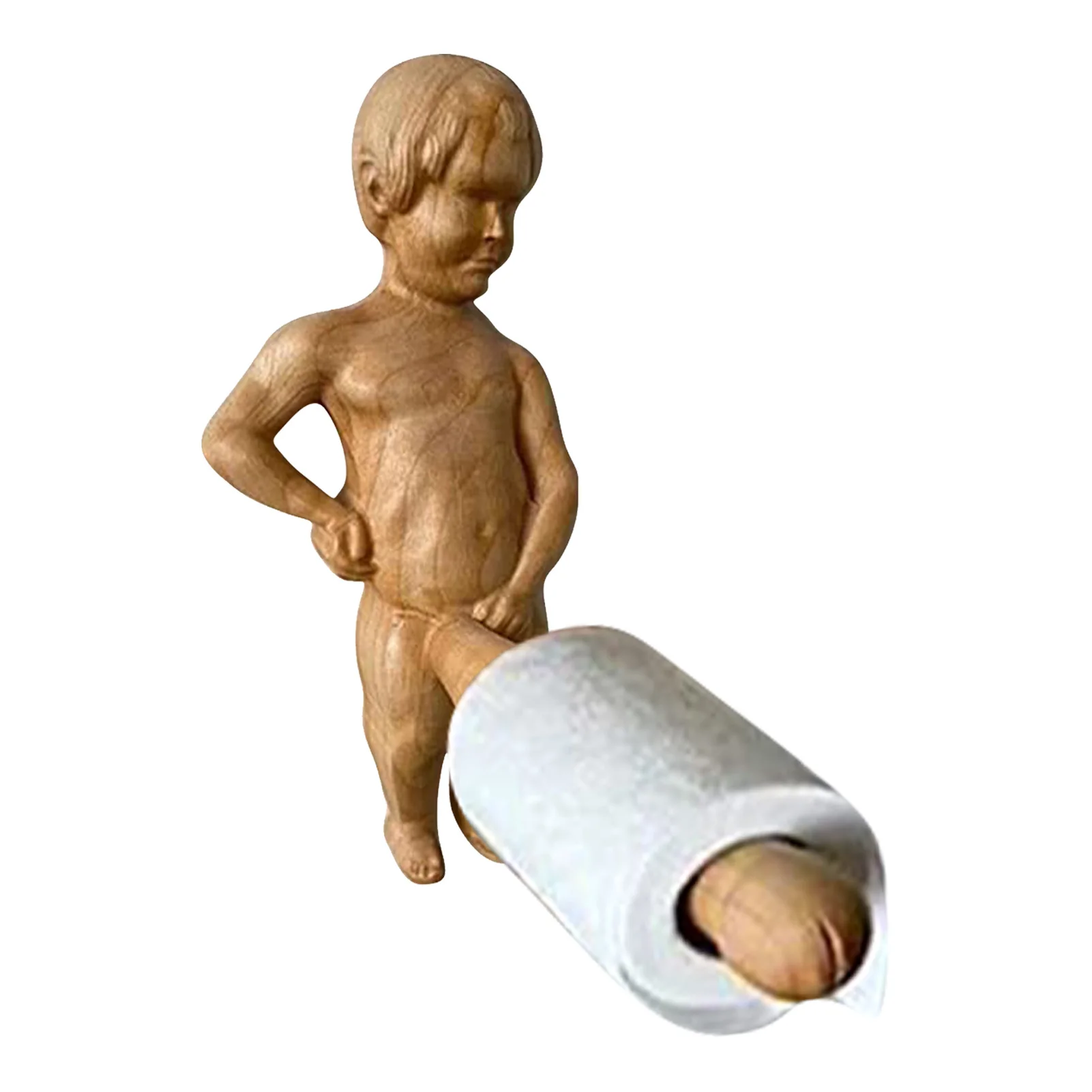 

Bathroom Tissue Paper Holder Creative Small Boy Roll Papers Holder For Country House Wood Tissues Paper Storage Rack For Family