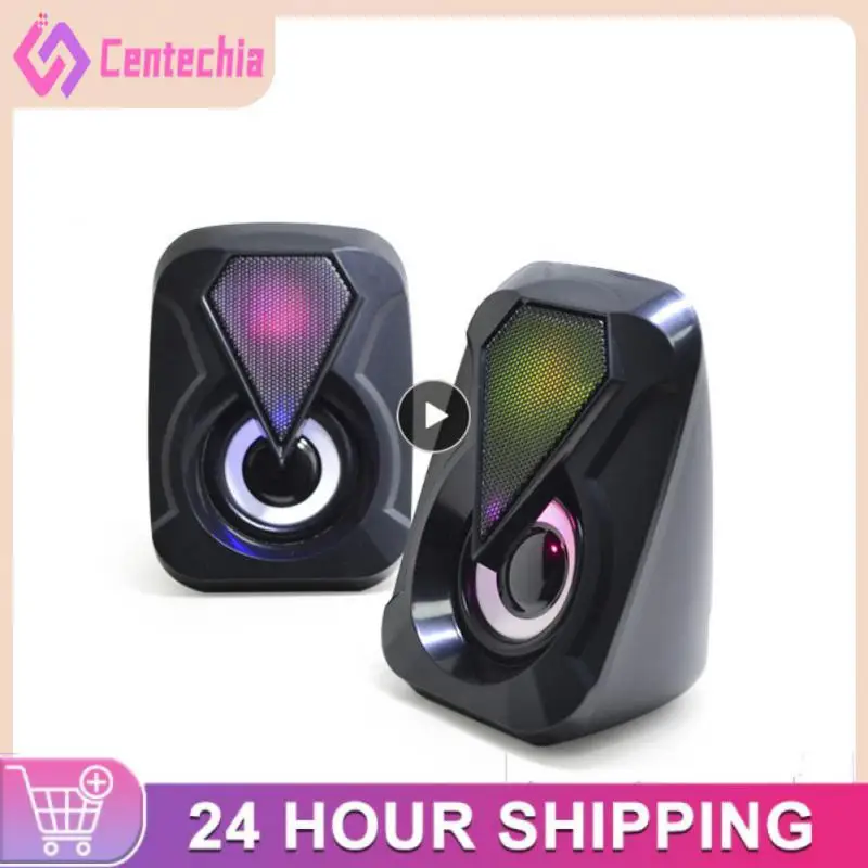 

2/3/5PCS 1 Pair Rgb Speaker Computer Audio High-quality Bass Desktop Speakers Colorful Led Light High Magnetic Speaker Wired New