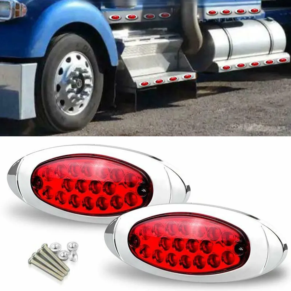 

12V/24V LED Light ABS Clearance Lamp Oval Red Side Marker Lights Truck