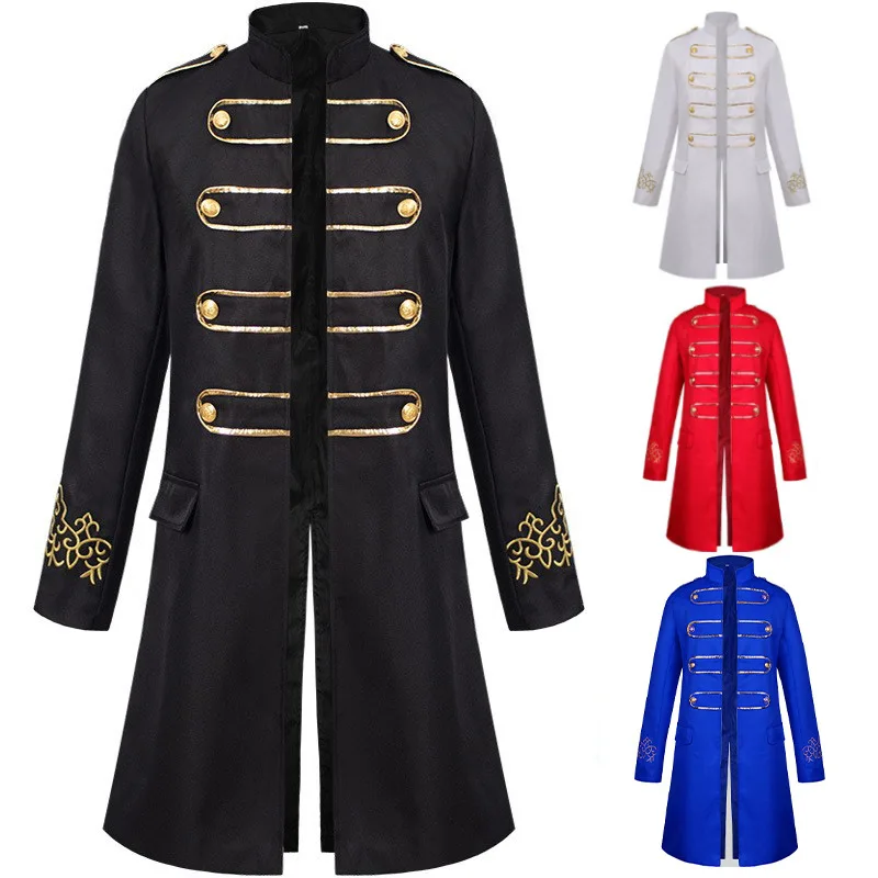 

Adult Men Steampunk Medieval Men Blazer Knight Prince Punk Retro Jackets Vestido Renaissance Gothic Coats Noble Party Uniforms