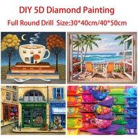 diy 5d diamond painting scenery outside the window beach full round diamond embroidery mosaic cross stitch cup image home decor