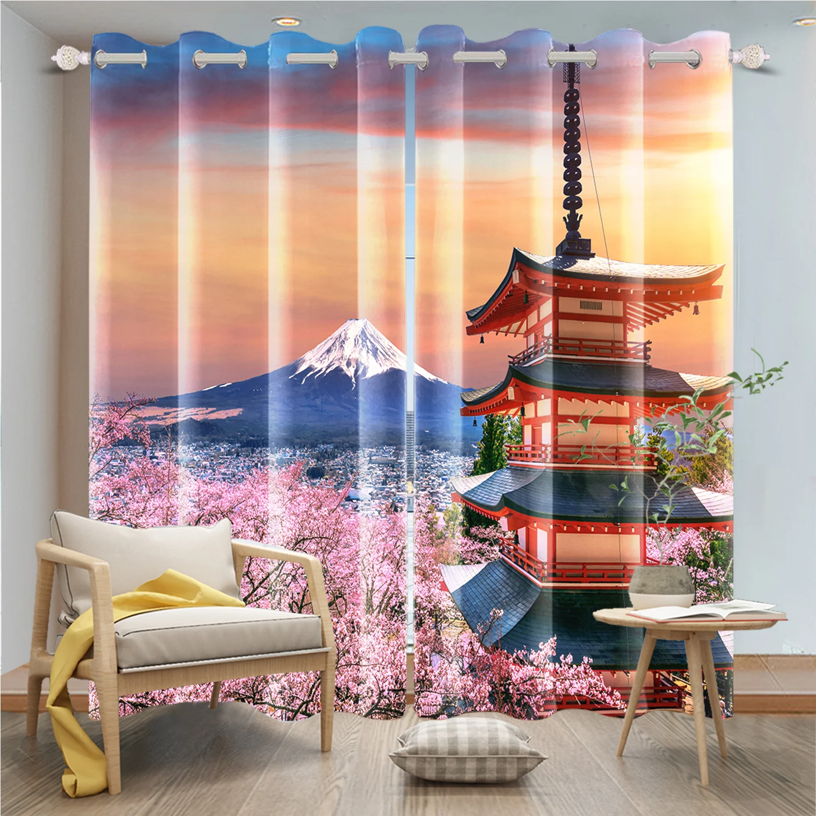 

Natural Wonderland Fairy Tale Mushroom Blackout Curtain Bedroom Home and Decoration Blackout Curtains for Living Room 2 Pieces