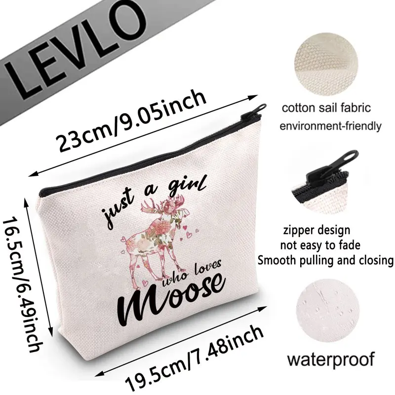 Funny Animal Lover Makeup Zipper Pouch Bag Gift For Women Girls - Just A Girl Who Loves Moose Make Up Cosmetic Bag For Moose Lov