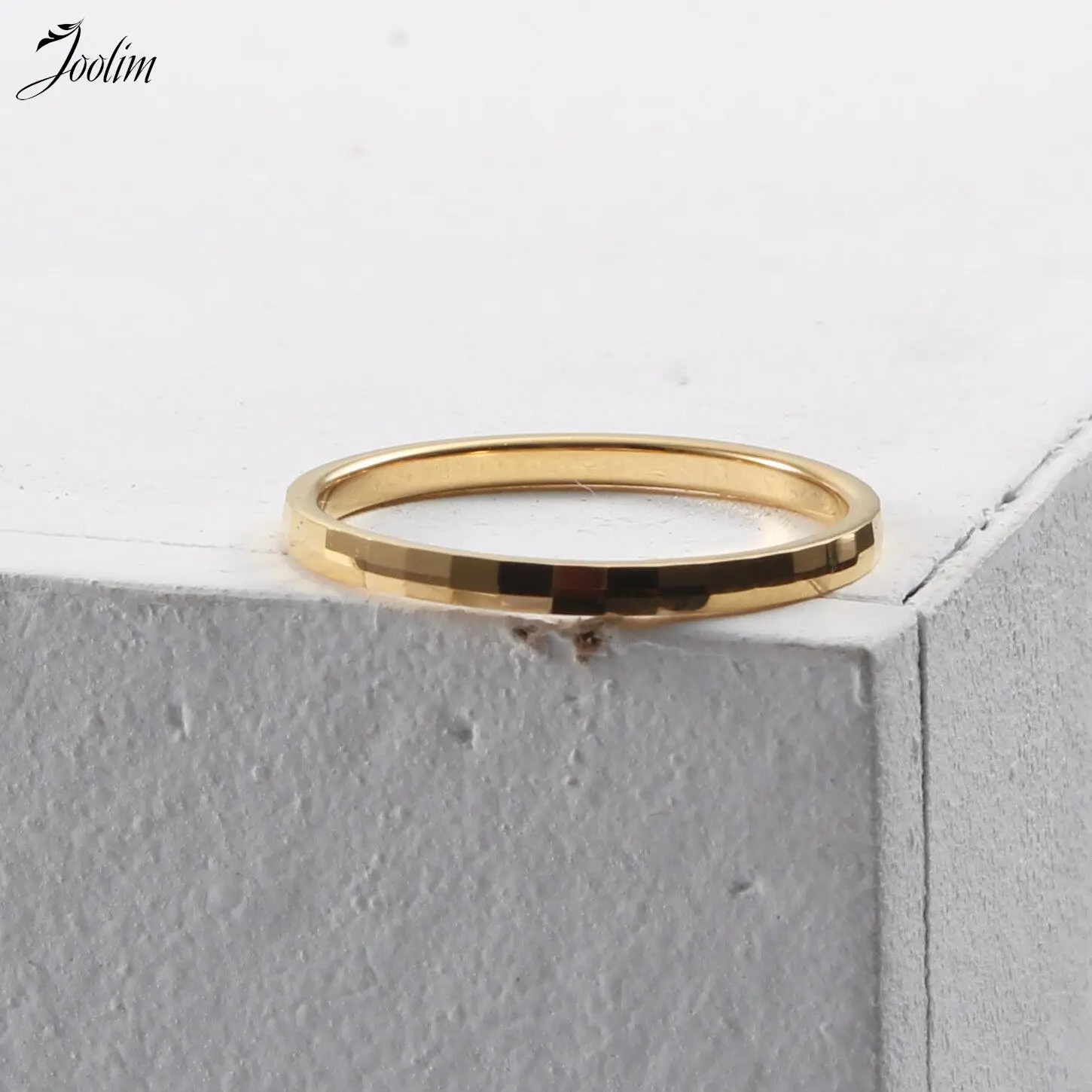 

Joolim High End Gold Finish No Fade Fashion Simple Multi-layer Section Rings Gift For Couples Stainless Steel Jewelry Wholesale