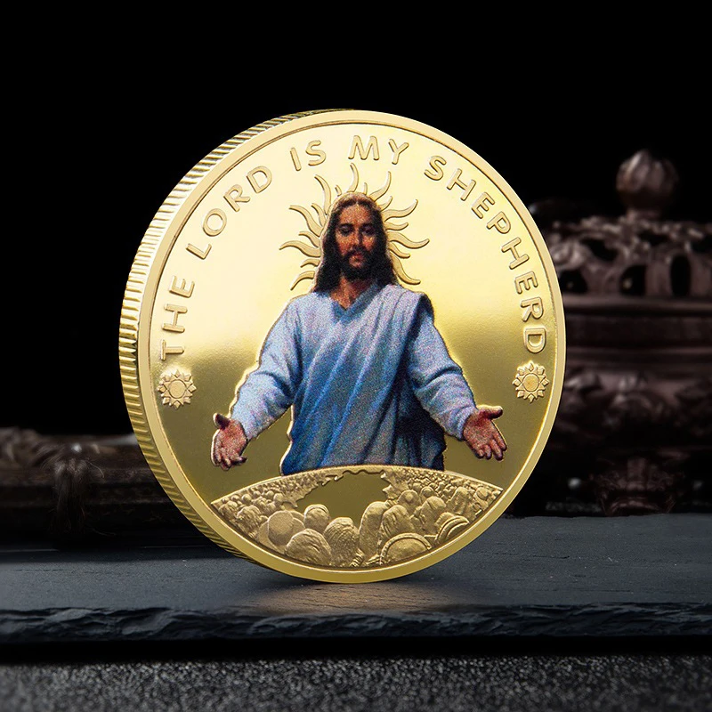 

2022 Religious Commemorative Coins Christian Metal Medallions Gold Plated Silver Coins Religious Faith Souvenirs Coin Collection