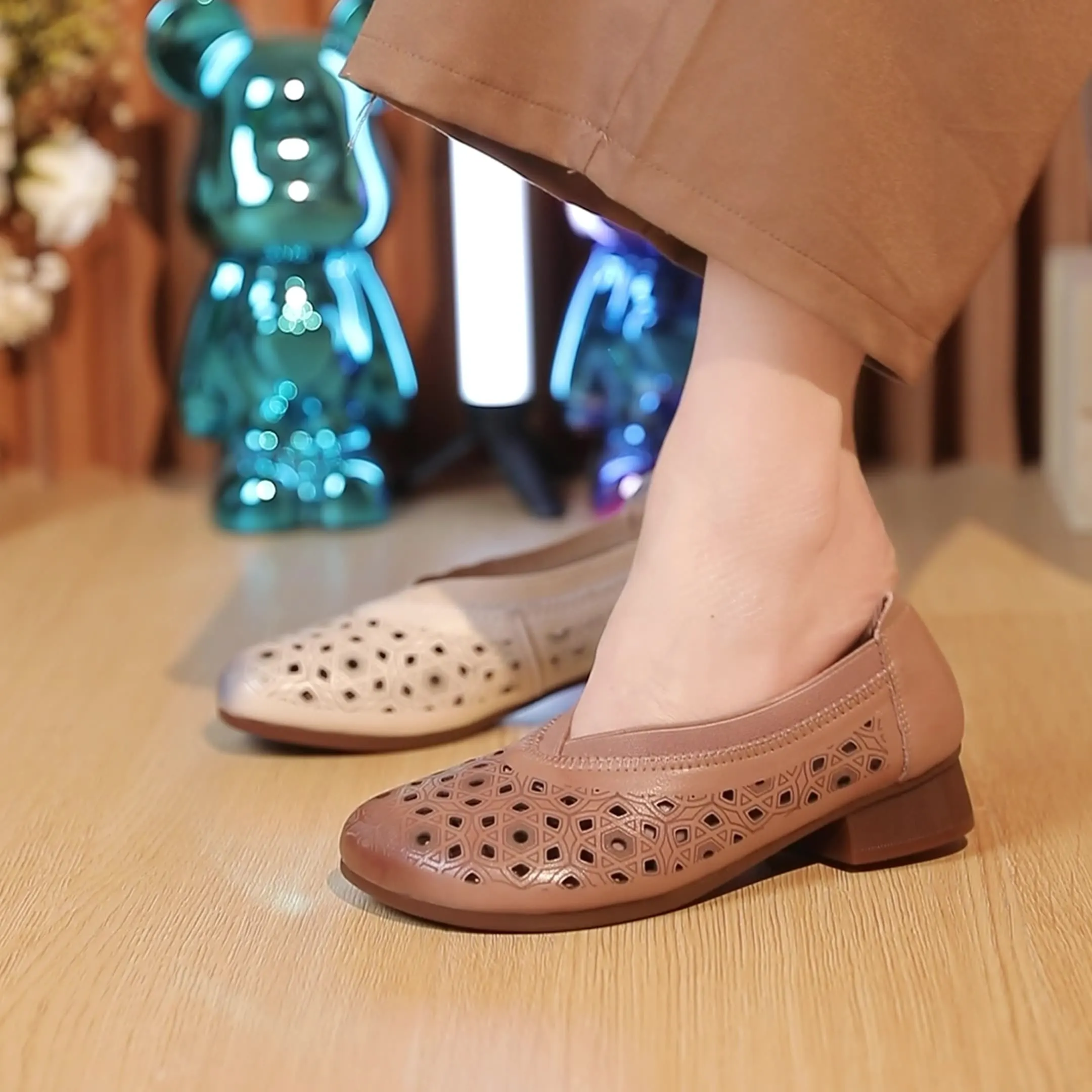 

Soft Spring Shoes Large Size Block Heels 2023 Sandals Suit Female Beige Big Chunky New Comfort Outside Fashion Real Low Black
