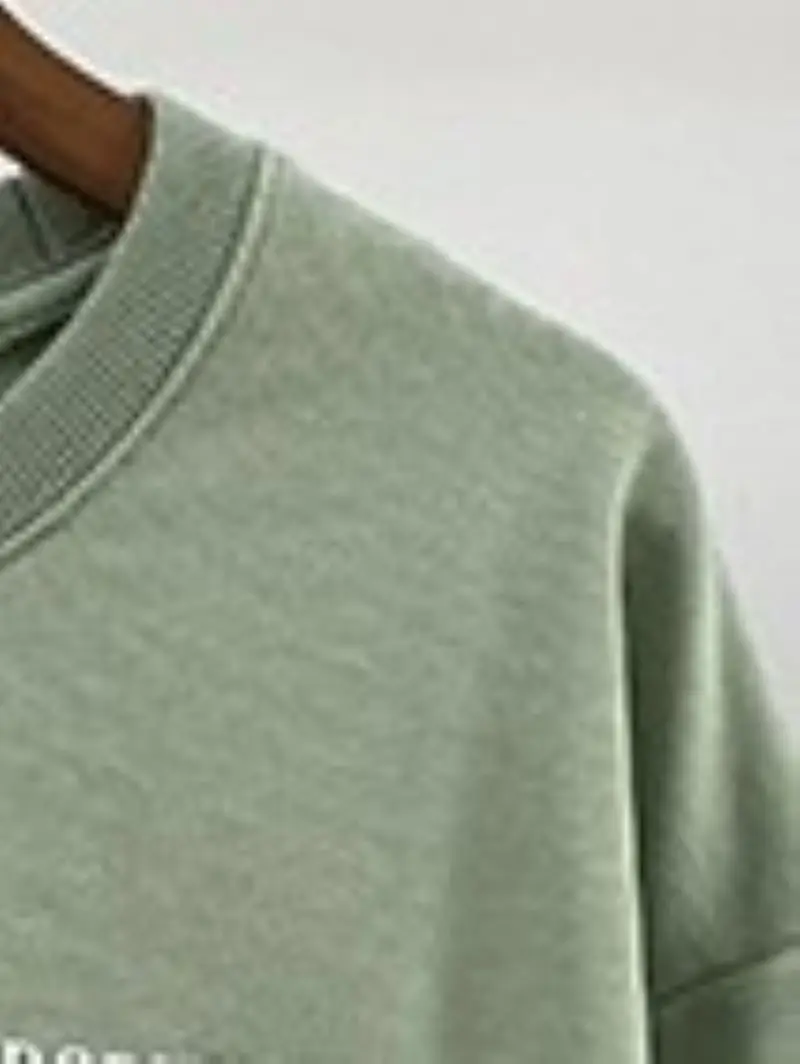 

Women Pullover Letter Printing Round Neck Long Sleeve Sports Cotton Sweatshirt