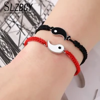 12 pieces tai chi bagua yin yang bracelet black red woven rope adjustable bracelets bangle for women men couple jewelry pulsera
