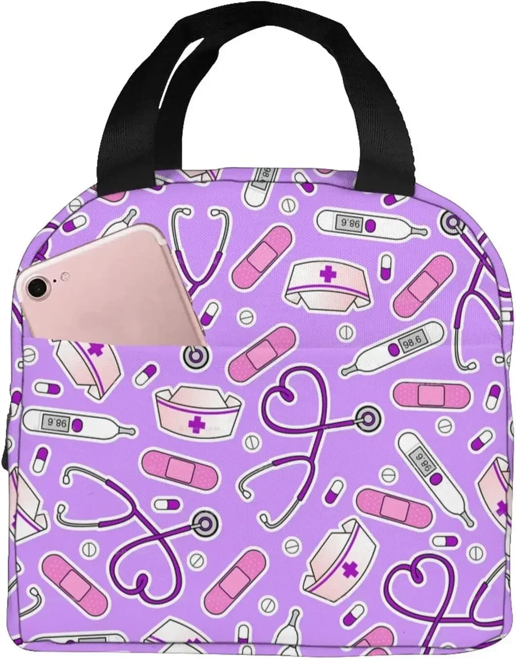 Холщовая сумка для обеда женщин изолированная на тему медсестры малышей