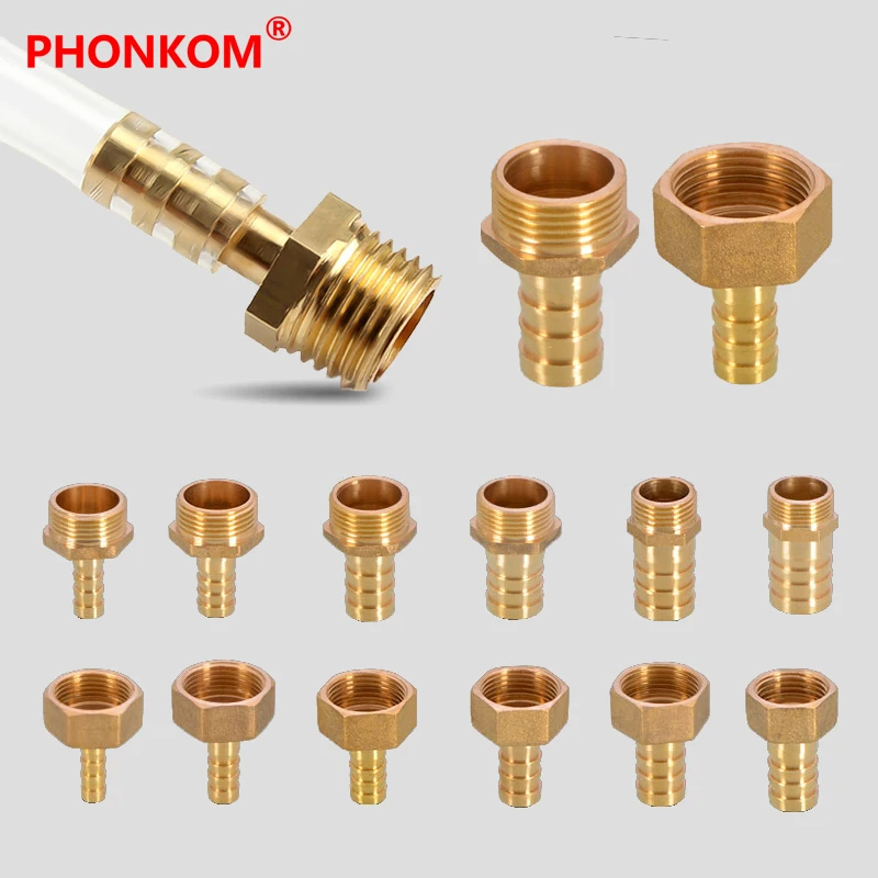 

PHONKOM Brass Pagoda Connector 6mm-25mm Hose Barb Male Female Thread DN15 1/2" 3/4" BSP Inch Oil Gas Water Copper Pipe Fittings