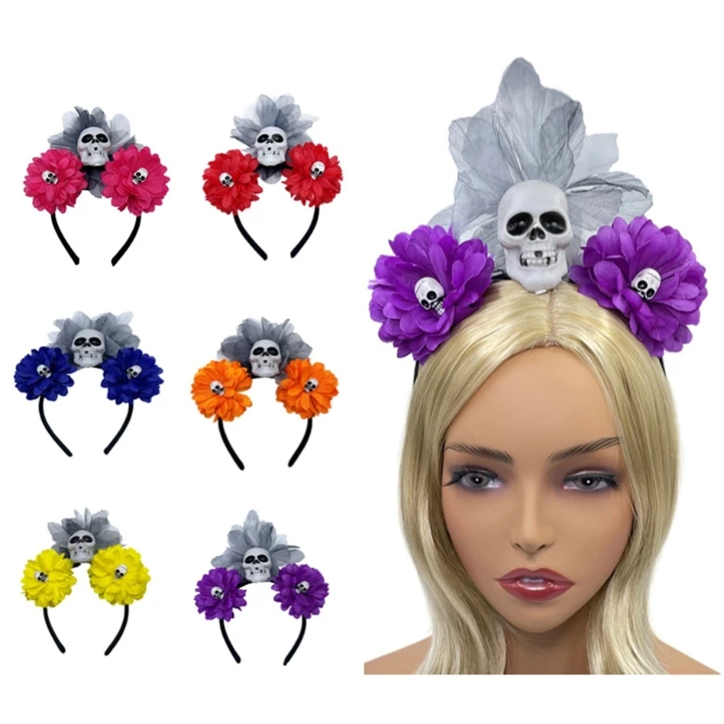 

1Pcs Halloween Headbands Flower Head Buckle Halloween Party Festive Headband Skull Horror Headwear Accessories Dropshipping