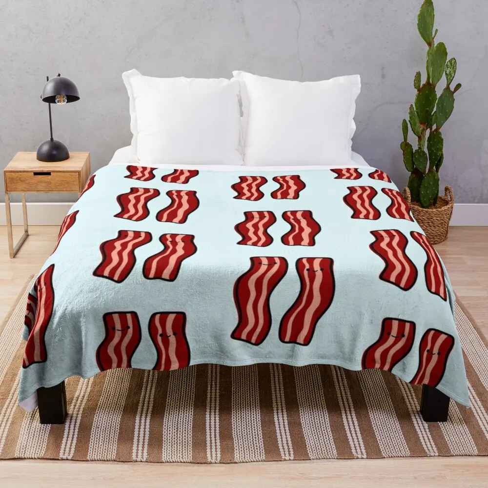 

Cute Bacon Weighted Fur Blanket Pom Pom Blanket Bedding Set Throw Blankets