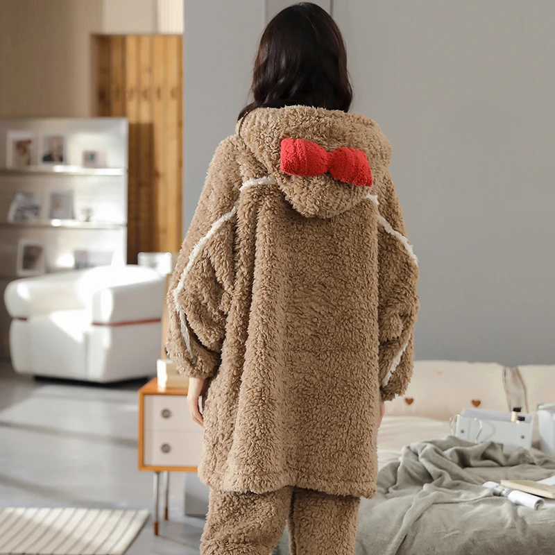 Высококачественный халат + брюки зимние плотные теплые женские фланелевые