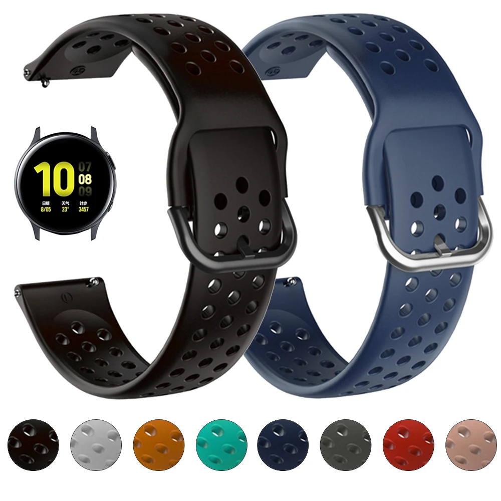 

Ремешок силиконовый для Samsung Galaxy Watch 4 3 41 мм 45 мм, браслет для наручных часов S3 42 мм 46 мм Active 2 Gear, 20 мм 22 мм