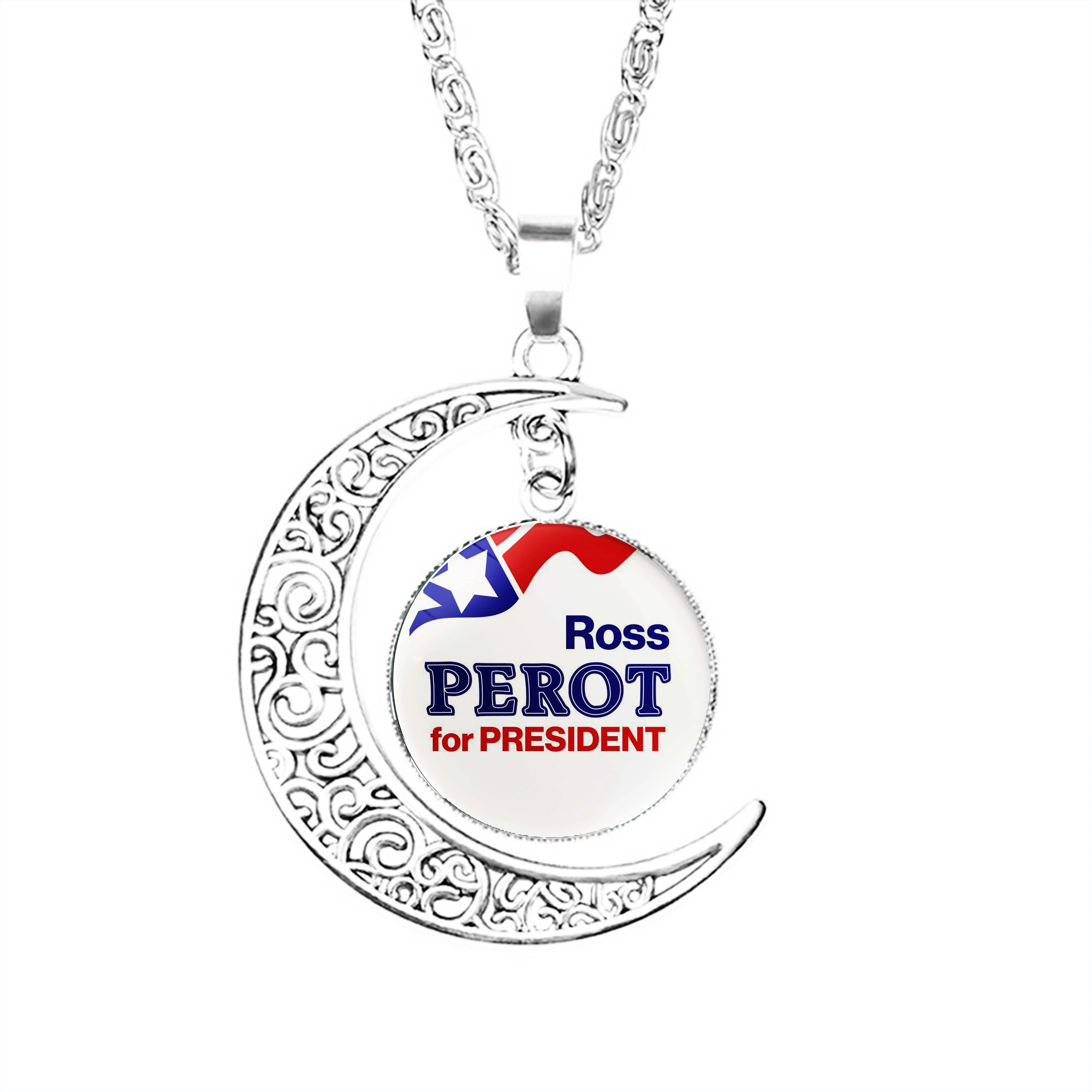 

Акция Perot Ross Perot, плакат с 1992 года, ожерелье в виде полумесяца с подвеской из нержавеющей стали