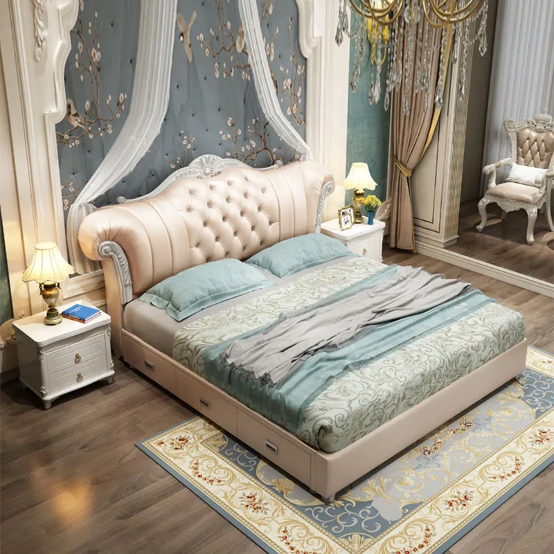 Роскошная детская двуспальная кровать скандинавское деревянное изголовье с