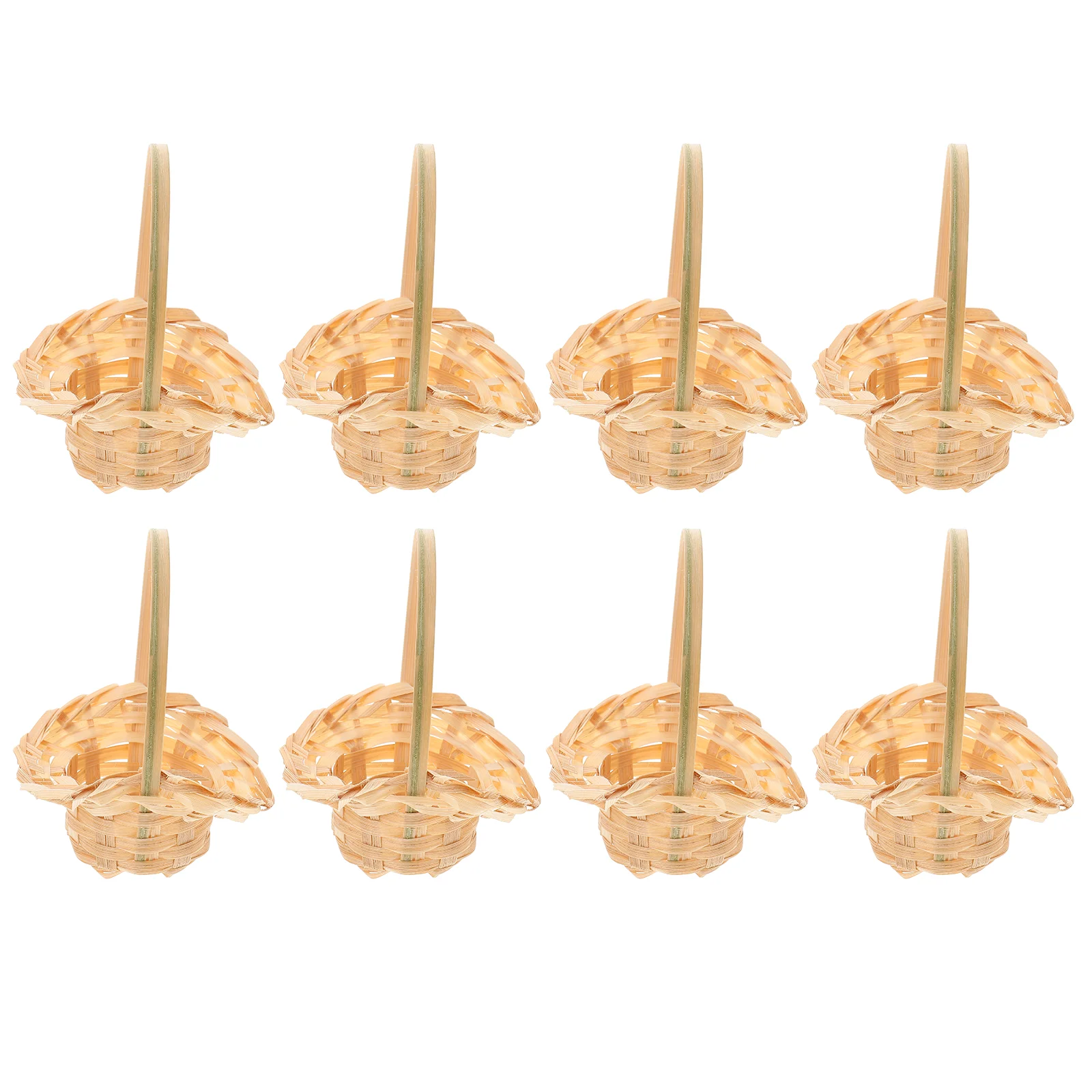 

8Pcs Mini Basket Desktop Adornment Handheld Basket Props Multi-purpose Woven Baskets