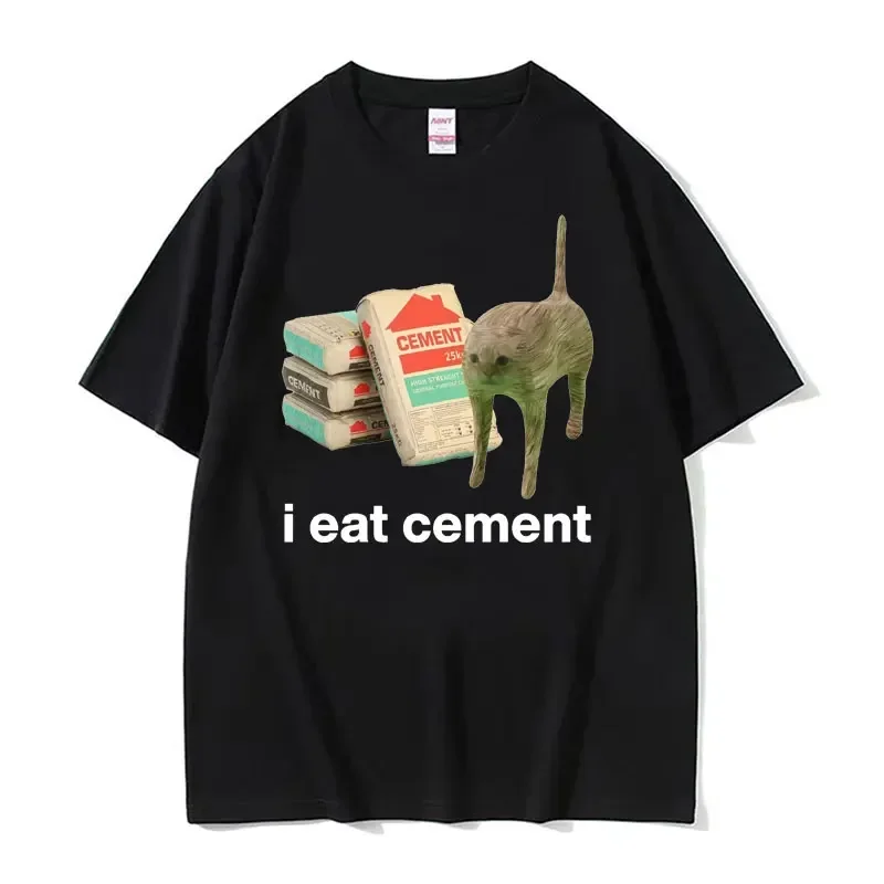 Модная смешная футболка с коротким рукавом и надписью I Eat Цемент котом женские