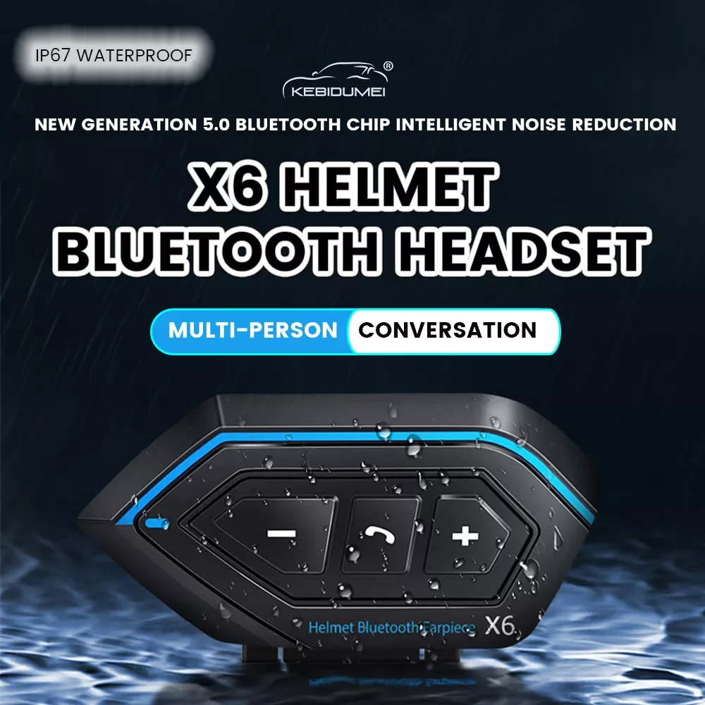The latest X6 helmet headset Motorbike BT Interphone Motorcycle Bluetooth Helmet Intercom Stereo Headset for Cell Phone 2 rider enlarge