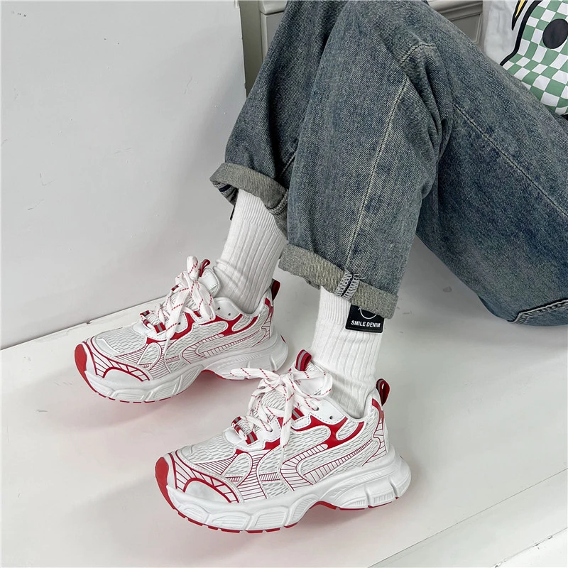 

2023 New Men Women Sneakers Plus Women's Casual Shoes Fashion Chunky Sneakers Woman Thick Sole Sport Shoes Big Size Shoes