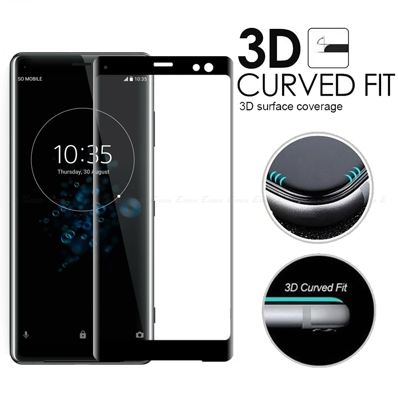 3D HD черное изогнутое стекло с полным покрытием закаленное для Sony Xperia XZ2/XZ3 Premium XA2/XA1