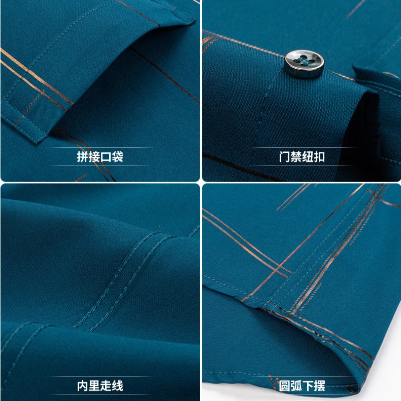 Mens Shirts Short Sleeve Stretch Anti-wrinkle Everyday Casual Pocket Slim Fit Shirt Men Summer Shirts Oversized Button Up Shirt