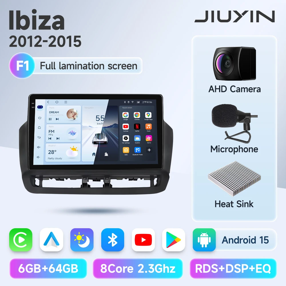 

Полная ламинация сенсорного экрана для Seat Ibiza 2012-2015 Android 15, авторадио, автомобильный мультимедийный видеоплеер, 5G, WIFI, BT, GPS-навигация