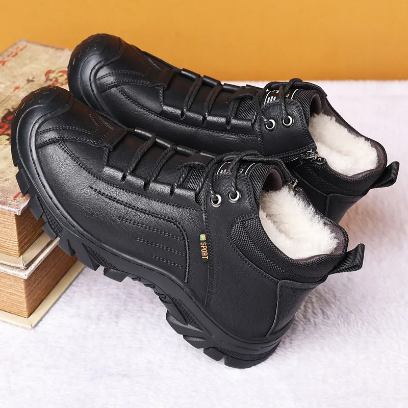

Men Ankle Boots Autumn Winter New 2023 Outdoor Non-slip Hiking Men Shoes Optional Plush Warm Casual Shoes