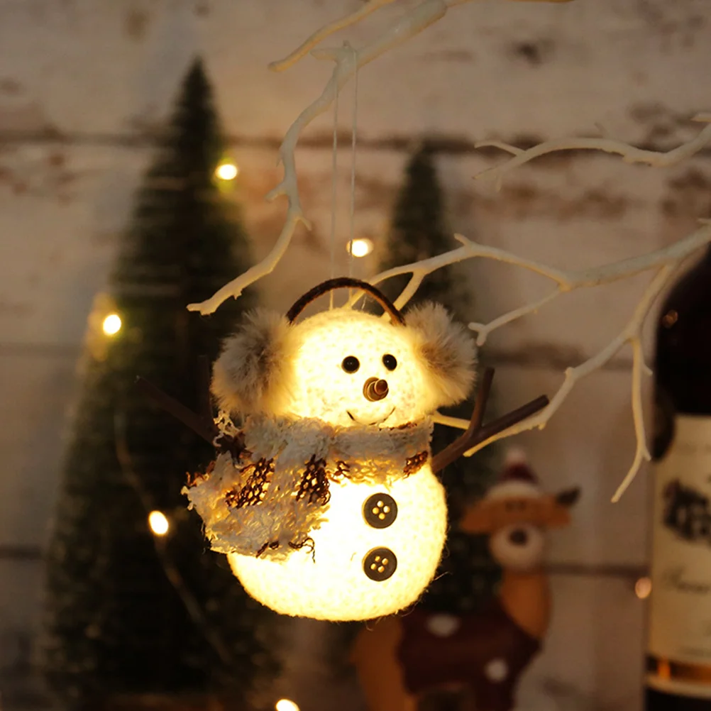 

2pcs Xmas Hanging Snowman Ornaments Christmas Snowman Pendants Luminous Snowman Decors