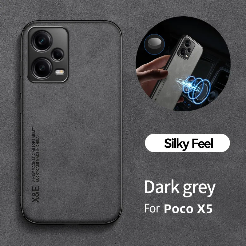 

Poco X5 5G Case Leather Magnetic Car Holder Back Cover For Pocox5 Poko Little X5 Poco X 5 5X Full Protect Coque With Metal Plate